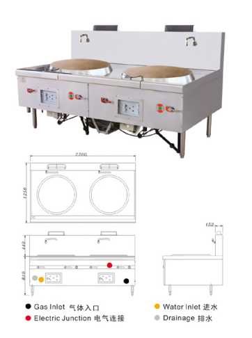 商业厨房环保行动：中山商务中式饭店保温液化气环保双头炒炉安装案例