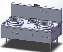 广式双炒单尾炒炉（规格1600×1000×800+450）